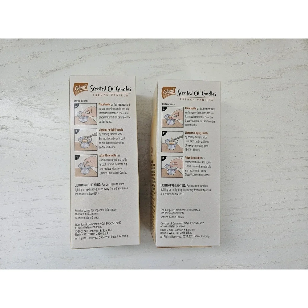 Glade FRENCH VANILLA Scented Oil Candles 6 Refills‎ 2 boxes Retired New Unopened